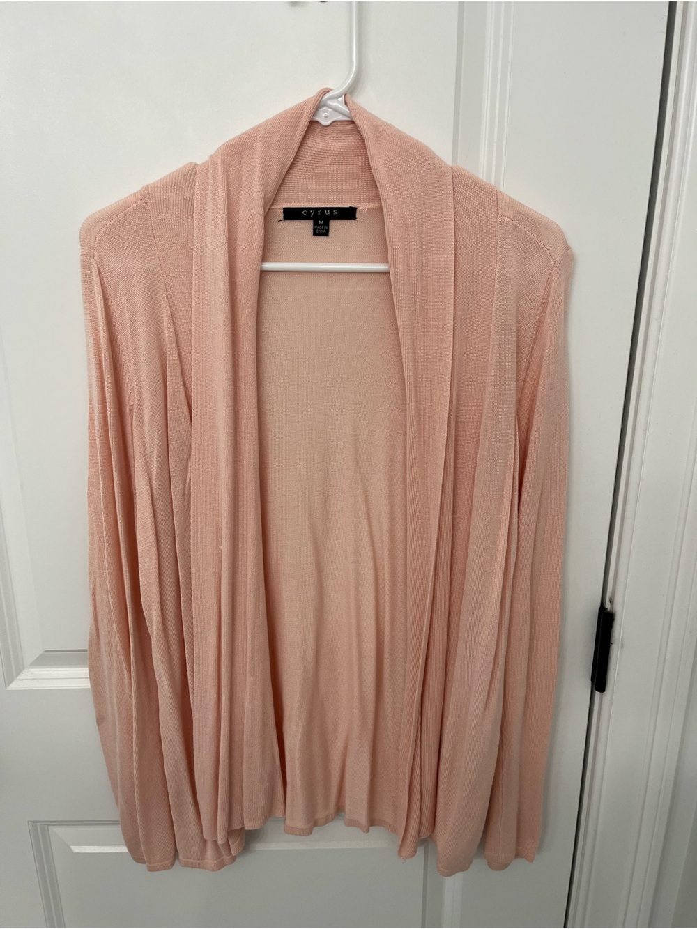 Cyrus Lightweight Draped Open-Front Cardigan - Pale Pink